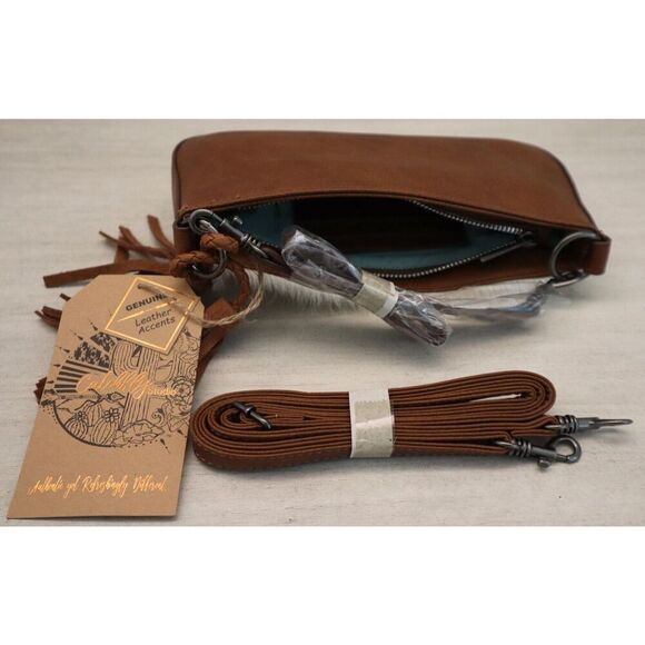 Catchfly Women's White Hair-On Convertible Tassel Leather Crossbody/Shoulder Bag - Picture 7 of 14